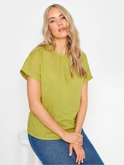 Long Tall Sally Yellow Dobby Grown On Sleeve Top - Image 1 of 5