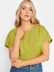 Long Tall Sally Yellow Dobby Grown On Sleeve Top - Image 4 of 5