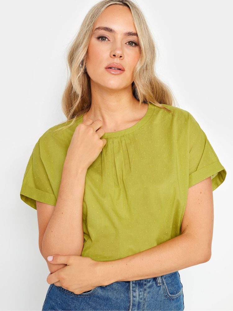 Long Tall Sally Yellow Dobby Grown On Sleeve Top - Image 4 of 5