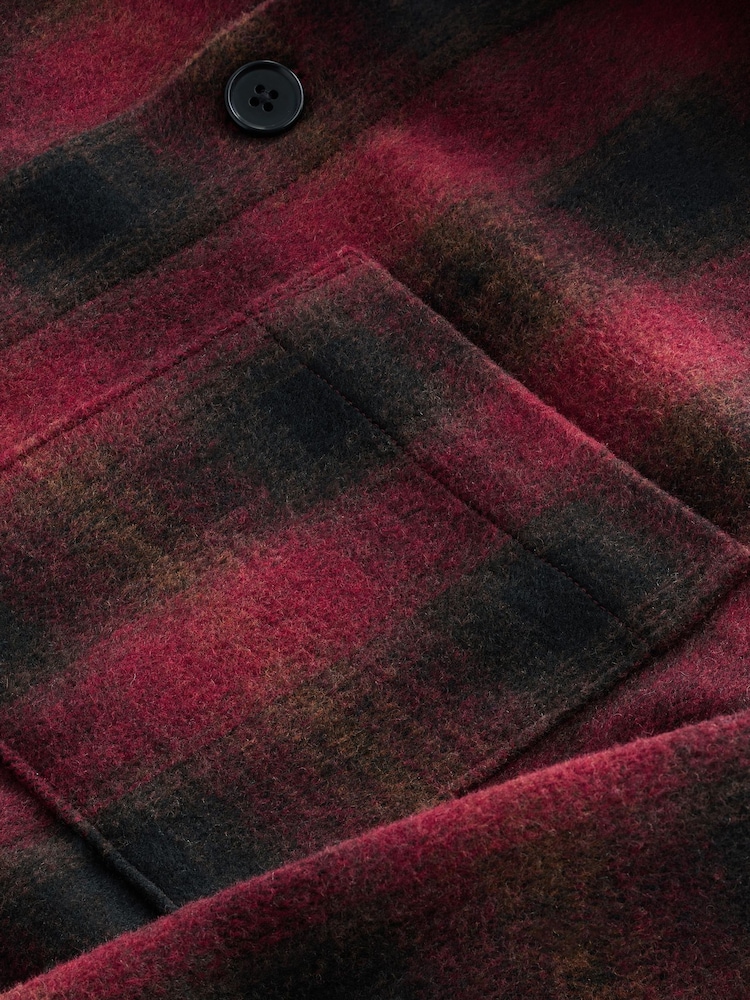 Red Wool Blend Check Shacket Overshirt - Image 11 of 11