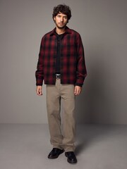 Red Wool Blend Check Shacket Overshirt - Image 2 of 11