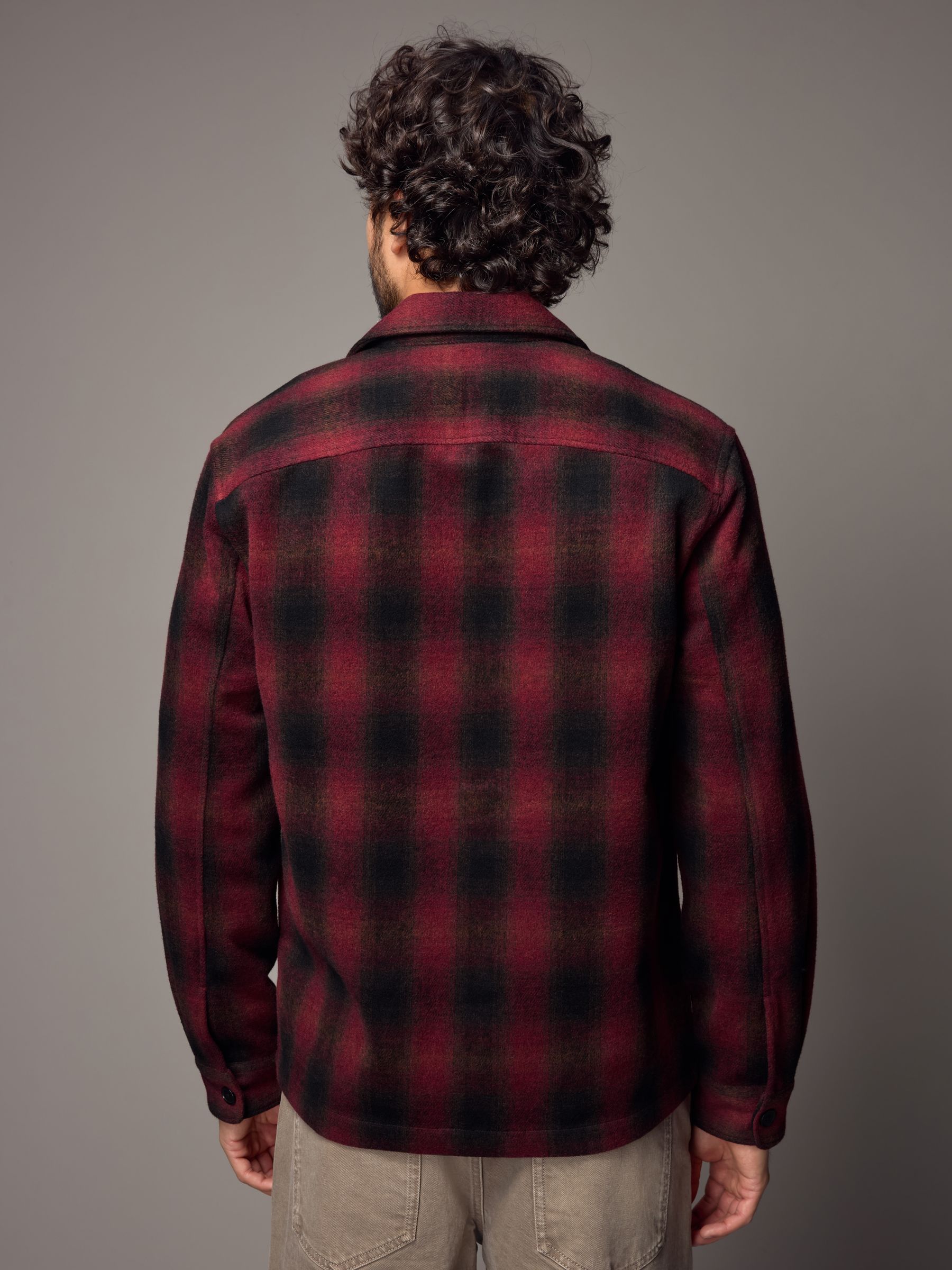 Buy Red Wool Blend Check Shacket Overshirt from Next USA