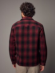 Red Wool Blend Check Shacket Overshirt - Image 4 of 11