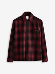 Red Wool Blend Check Shacket Overshirt - Image 7 of 11