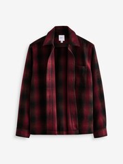 Red Wool Blend Check Shacket Overshirt - Image 8 of 11