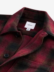 Red Wool Blend Check Shacket Overshirt - Image 9 of 11