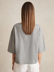 Reiss Grey Marl Cassie Oversized Cotton Crew Neck T-Shirt - Image 5 of 6