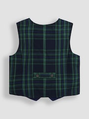JoJo Maman Bébé Navy Tartan Waistcoat Shirt and Trousers Set - Image 5 of 12