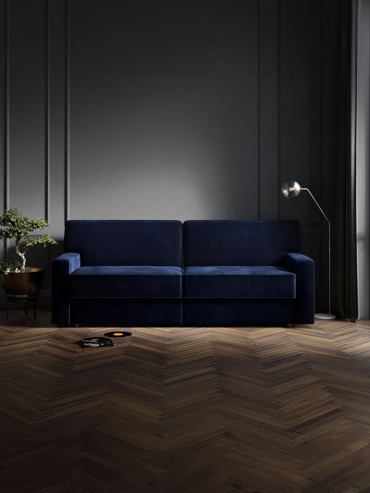 Jay-Be Luxe Velvet Royal Blue Linea 4 Seater Sofa Bed - Image 1 of 6