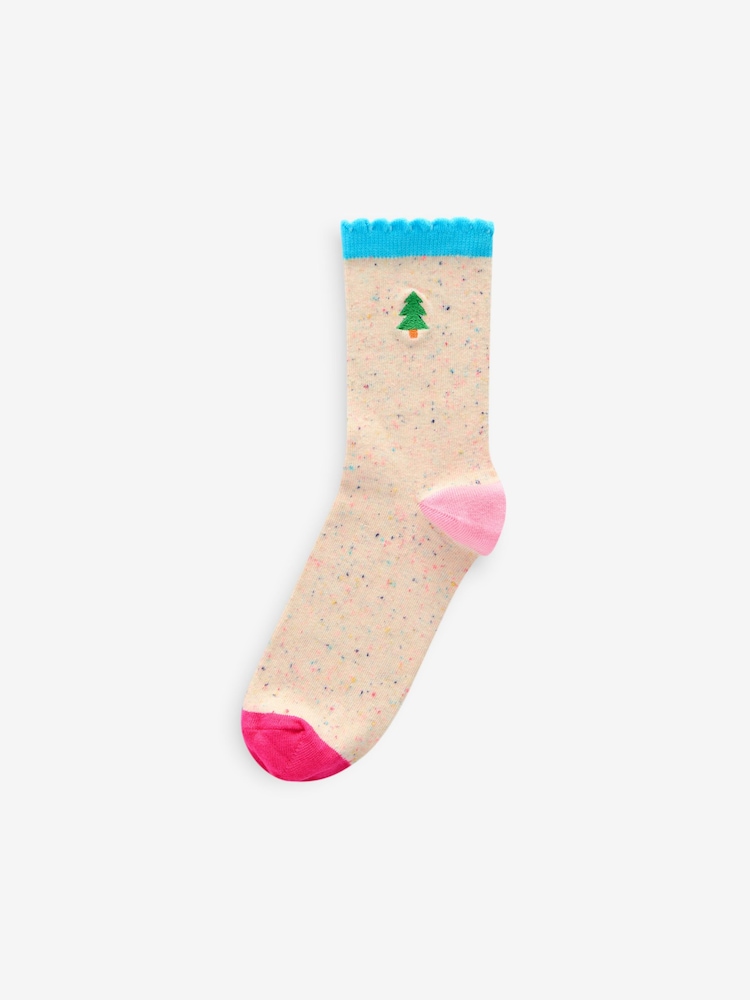 Rainbow Christmas Pattern Ankle Socks 4 Pack - Image 2 of 5