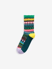 Rainbow Christmas Pattern Ankle Socks 4 Pack - Image 3 of 5