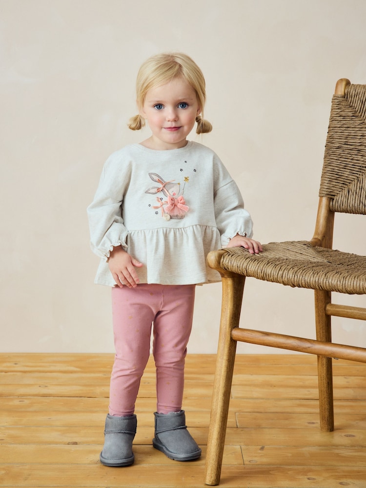 Pink Bunny Peplum 100% Cotton Top and Leggings Set (3mths-7yrs) - Image 1 of 9