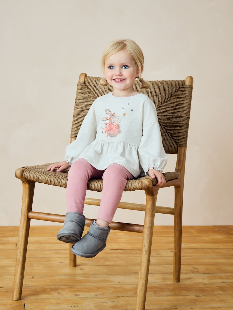 Pink Bunny Peplum 100% Cotton Top and Leggings Set (3mths-7yrs) - Image 2 of 9