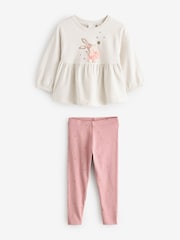 Pink Bunny Peplum 100% Cotton Top and Leggings Set (3mths-7yrs) - Image 5 of 9