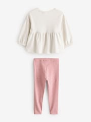 Pink Bunny Peplum 100% Cotton Top and Leggings Set (3mths-7yrs) - Image 6 of 9