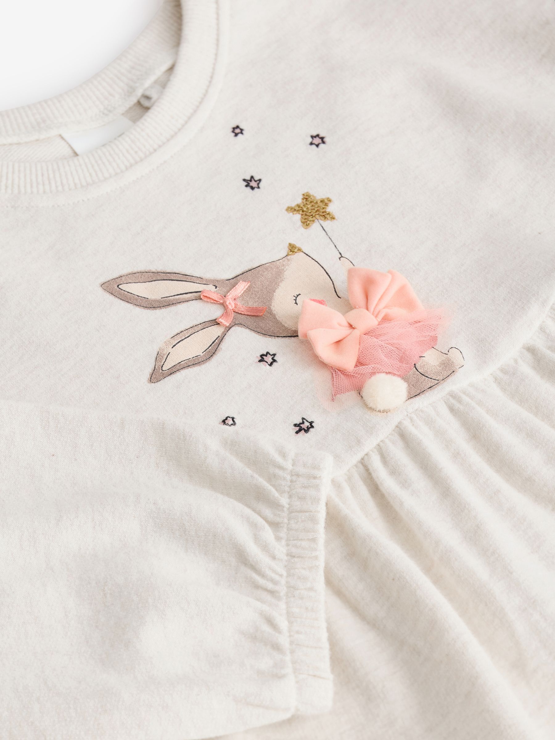 Babyhug 100% Cotton Knit Sleeveless Striped Top and Leggings Set Bunny Print - Blue & Pink