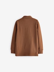 Tan Brown Long Sleeve Polo Shirt (3-16yrs) - Image 2 of 3