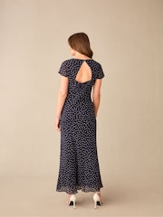 Ro&Zo Blue Petite Spot Print Sweetheart Neckline Midi Dress - Image 2 of 6