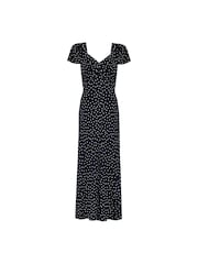 Ro&Zo Blue Petite Spot Print Sweetheart Neckline Midi Dress - Image 5 of 6