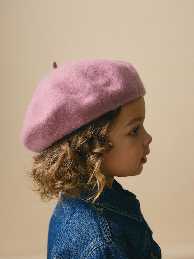 Pink Beret Hat (3mths-10yrs) - Image 1 of 4 Pink Beret Hat (3mths-10yrs) - Image 1 of 4