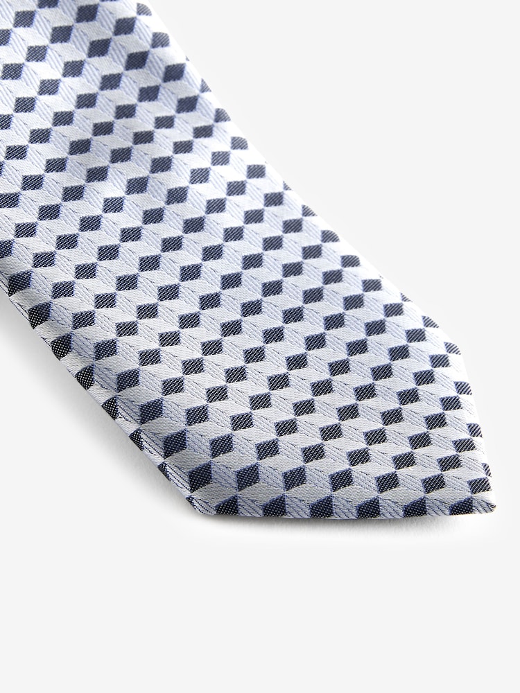 Light Blue Geometric Slim Pattern Tie - Image 2 of 3