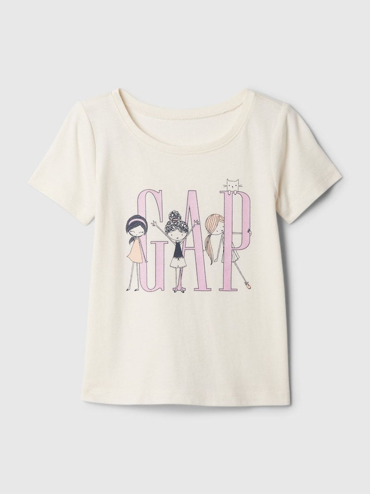 Gap White Cotton Logo Graphic Short Sleeve Baby T-Shirt (Newborn-5yrs) - Image 1 of 1 Gap White Cotton Logo Graphic Short Sleeve Baby T-Shirt (Newborn-5yrs) - Image 1 of 1