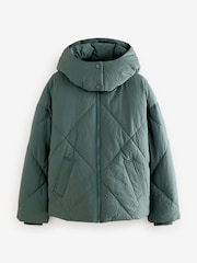 Blue Shower Resistant Textured Padded Hooded Jacket - Image 5 of 8