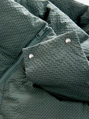 Blue Shower Resistant Textured Padded Hooded Jacket - Image 7 of 8