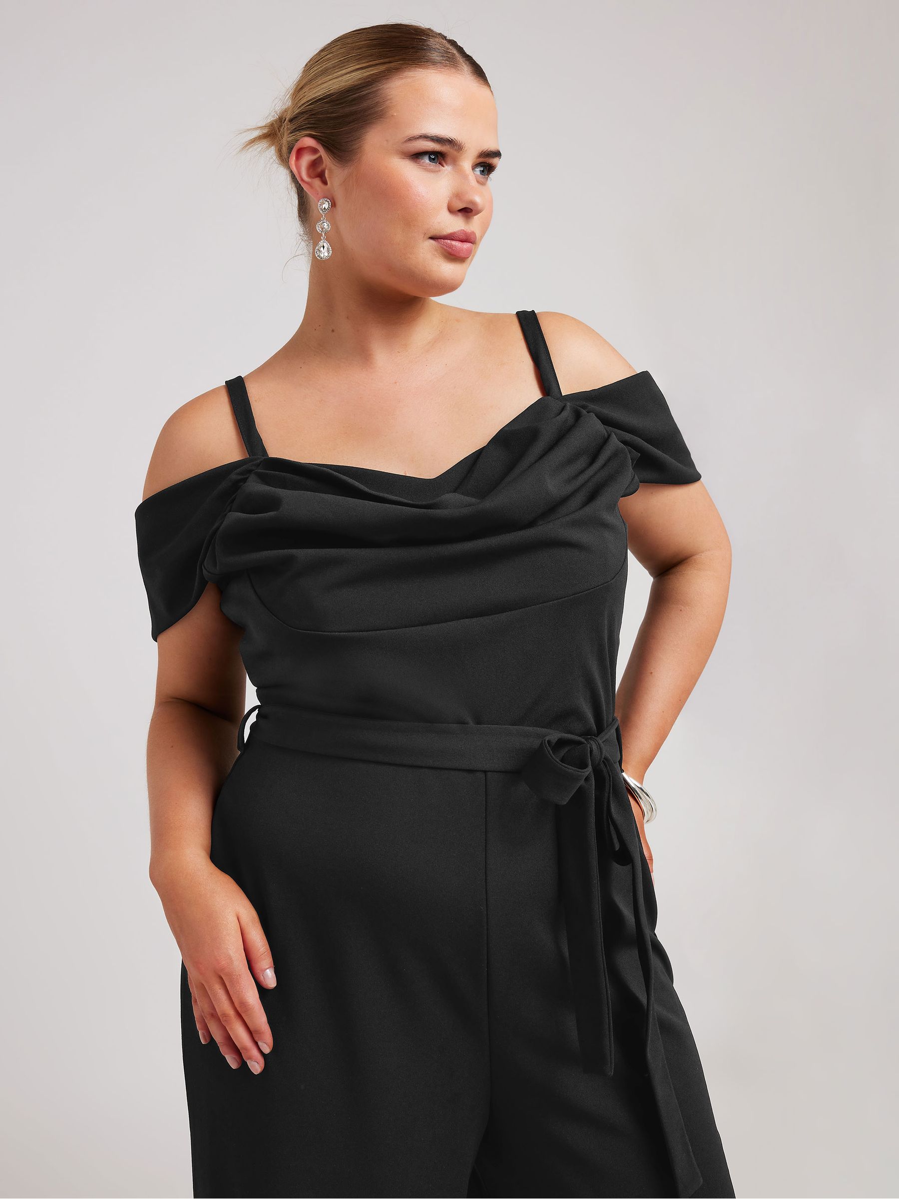5212314 Black Cold Shoulder Jumpsuit