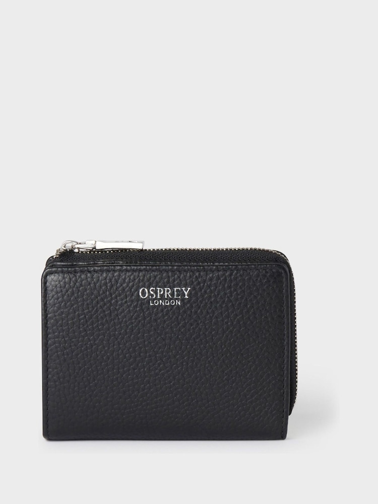 Schwarz - Osprey London The Stella Lilafarbene mittelgroße Geldbörse mit Reißverschluss aus Leder - Bild 1 von 5