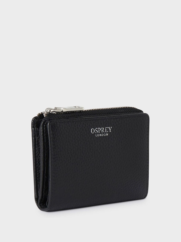 Schwarz - Osprey London The Stella Lilafarbene mittelgroße Geldbörse mit Reißverschluss aus Leder - Bild 2 von 5 Schwarz - Osprey London The Stella Lilafarbene mittelgroße Geldbörse mit Reißverschluss aus Leder - Bild 2 von 5