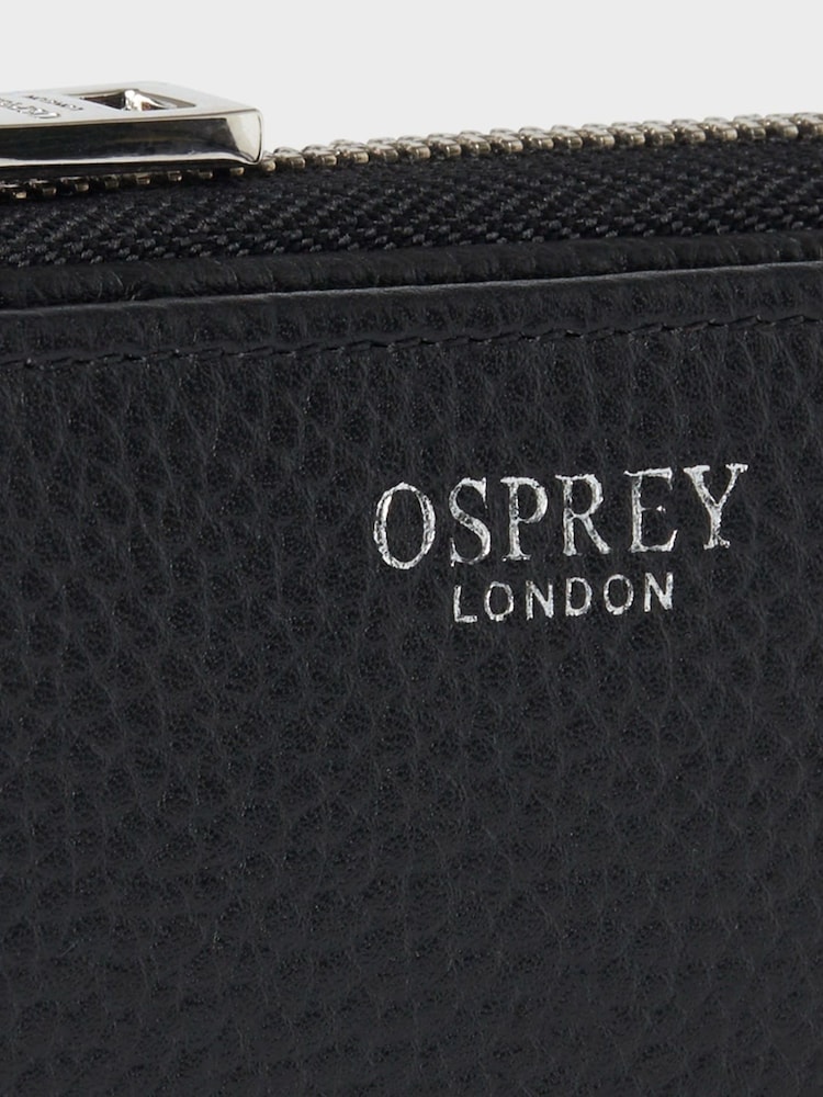 Schwarz - Osprey London The Stella Lilafarbene mittelgroße Geldbörse mit Reißverschluss aus Leder - Bild 5 von 5