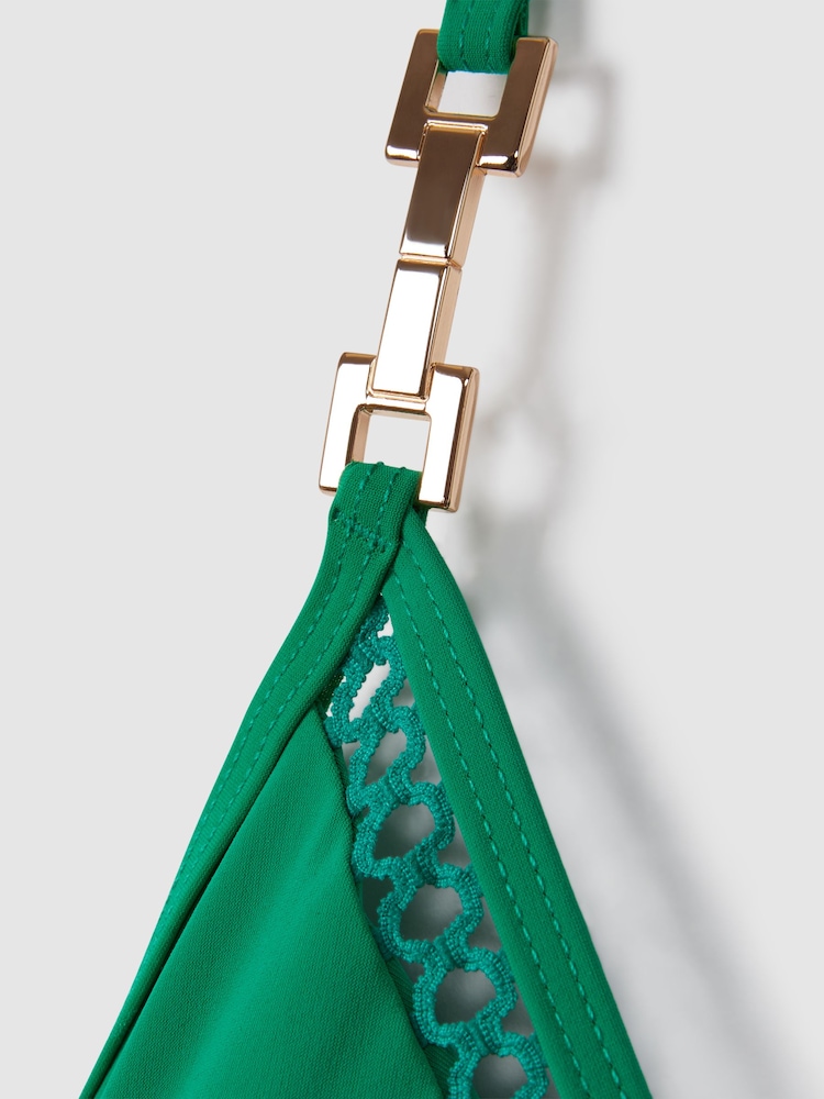Reiss Green Rita Lattice Halter Neck Swimsuit - Image 5 of 5