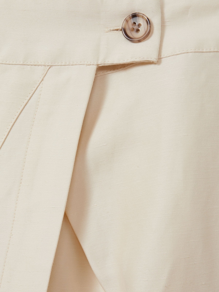 Reiss Beige Caro Wrap Front Midi Skirt with Linen - Image 6 of 6