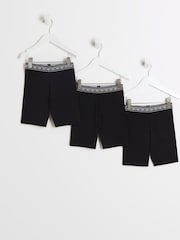 River Island Black Girls Waistband Mutlipack Cycling 100% Cotton Shorts - Image 1 of 3