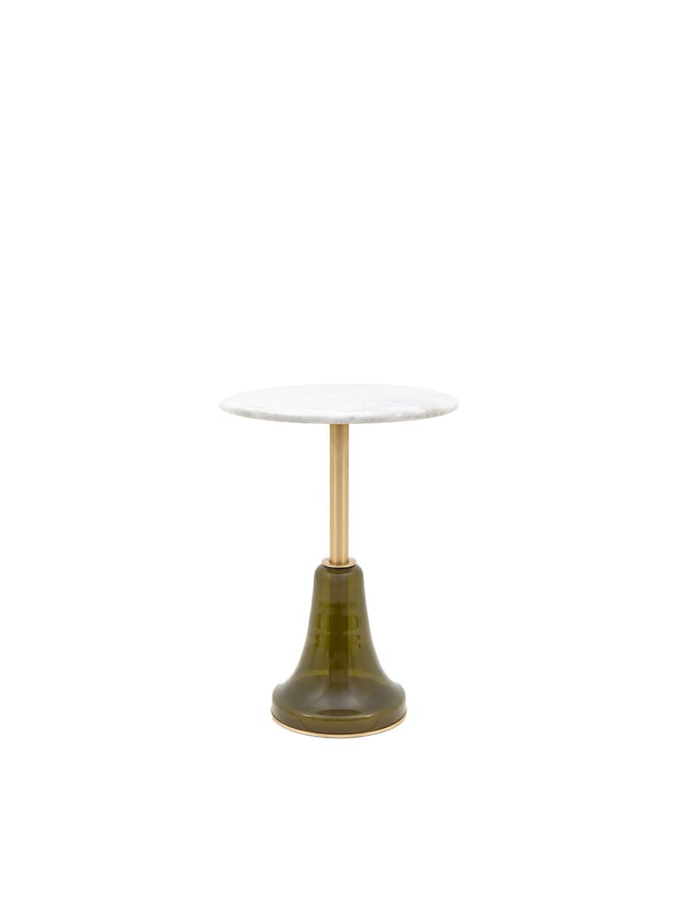 Gallery Home Gold Meknes Glass and Marble Side Table - Image 4 of 4