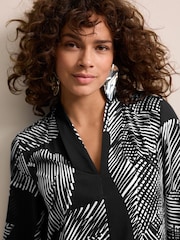 Mono Print Long Sleeve V-Neck Blouse - Image 4 of 6