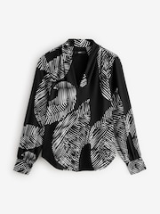Mono Print Long Sleeve V-Neck Blouse - Image 5 of 6