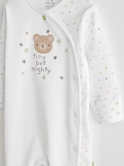 White Tiny But Mighty Charity 100% Cotton Sleepsuit for Anthony Nolan (0-9mths) - Image 3 of 7