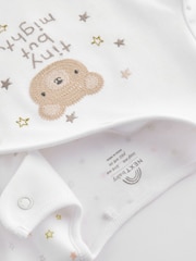 White Tiny But Mighty Charity 100% Cotton Sleepsuit for Anthony Nolan (0-9mths) - Image 4 of 7