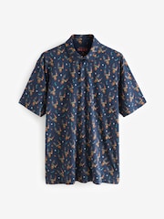 Navy Reindeer Christmas Print Polo Shirt - Image 7 of 8