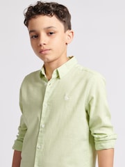 Jack Wills Green Boys Linen Blend Shirt - Image 4 of 9