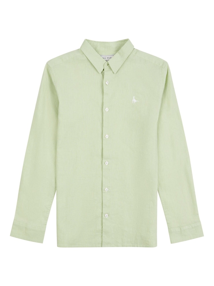 Jack Wills Green Boys Linen Blend Shirt - Image 6 of 9