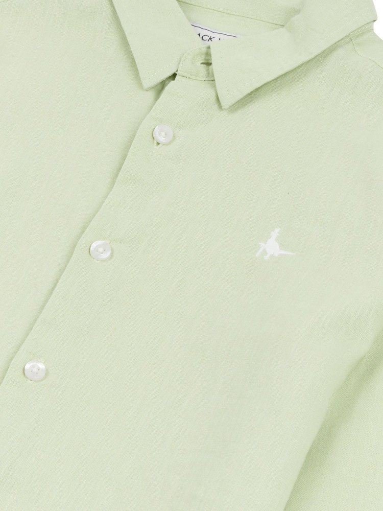 Jack Wills Green Boys Linen Blend Shirt - Image 8 of 9