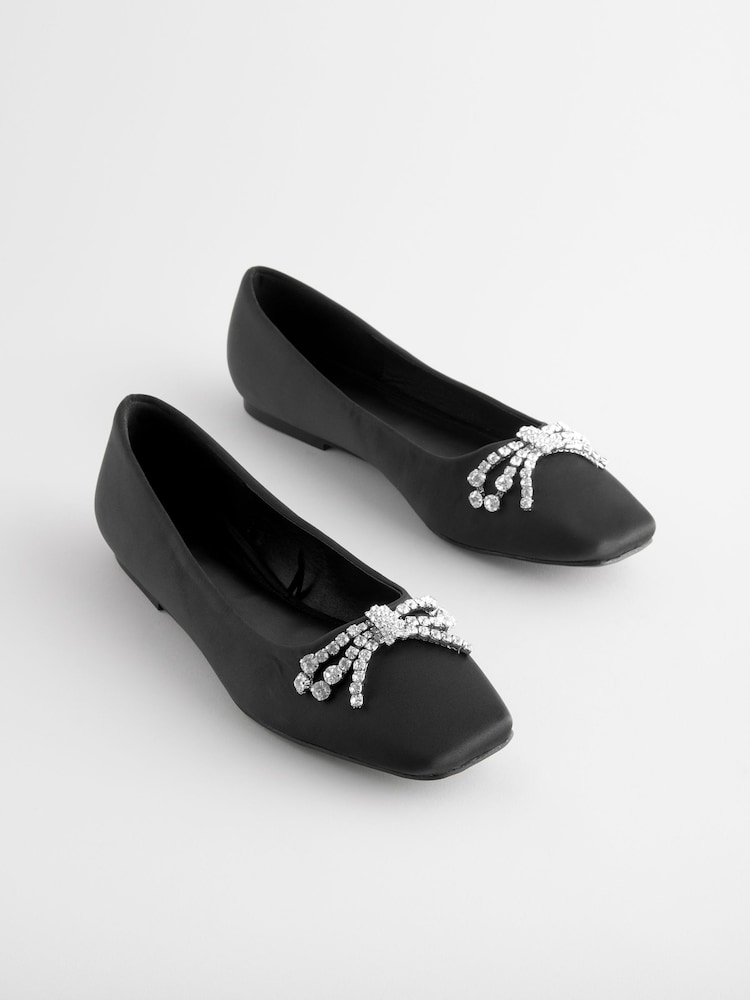 Negro - Bailarinas con puntera cuadrada con pedrería Forever Comfort® - Imagen 2 de 8 Negro - Bailarinas con puntera cuadrada con pedrería Forever Comfort® - Imagen 2 de 8