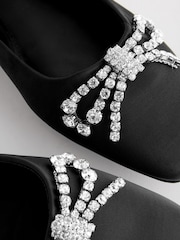 Black Forever Comfort® Square Toe Jewel Ballerina Shoes - Image 4 of 8