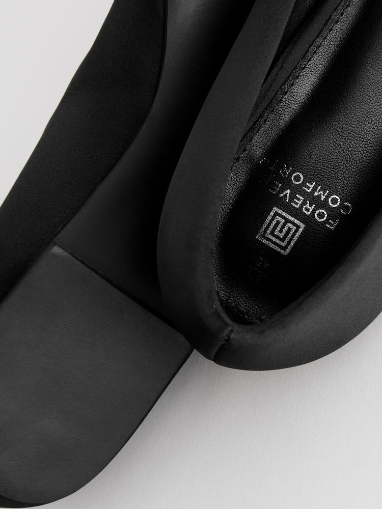 Black Forever Comfort® Square Toe Jewel Ballerina Shoes - Image 8 of 8
