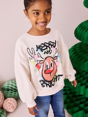 Ecrue Reindeer Graffiti Christmas Sweatshirt (3-16yrs) - Image 1 of 8