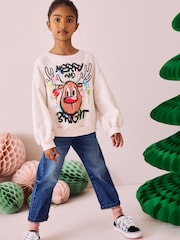 Ecrue Reindeer Graffiti Christmas Sweatshirt (3-16yrs) - Image 2 of 8