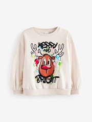 Ecrue Reindeer Graffiti Christmas Sweatshirt (3-16yrs) - Image 5 of 8